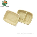 Disposable Bento Food 2 Compartment Paper Rectangle Tray